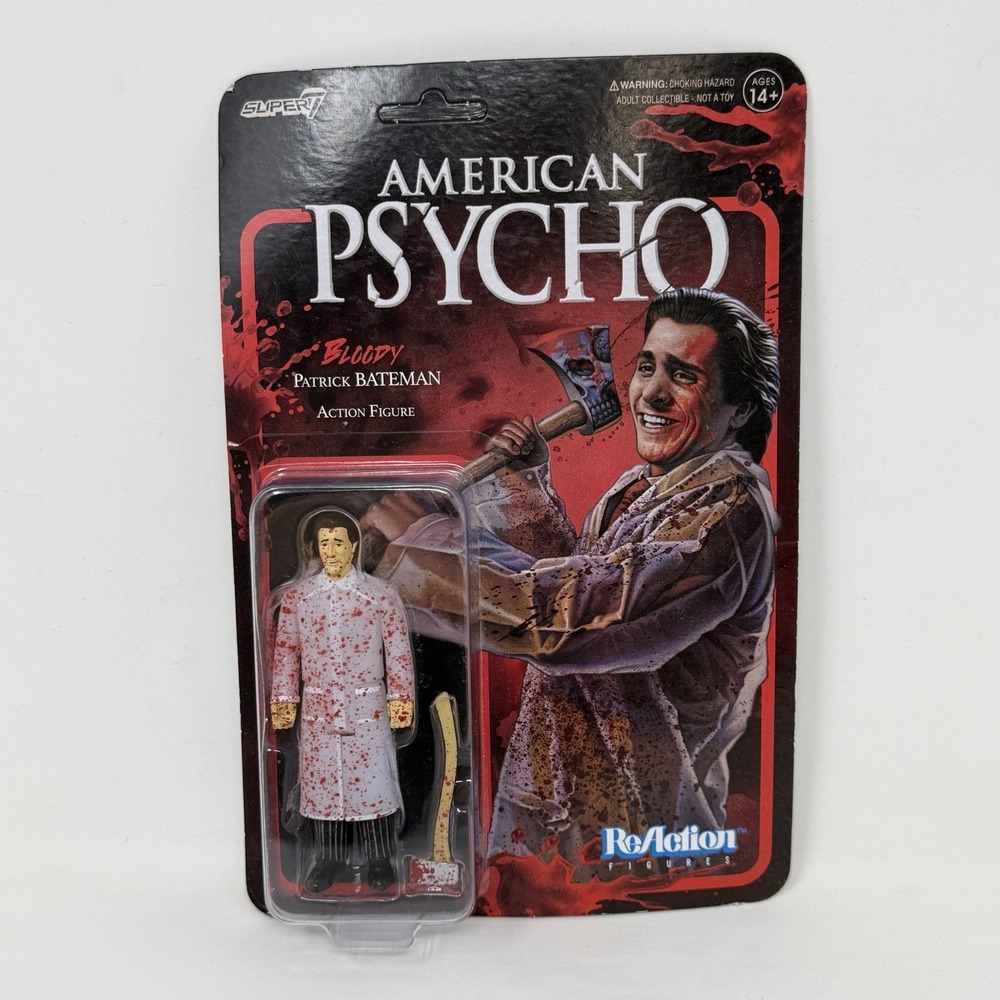 Super7 ReAction American Psycho Bloody Patrick Bateman Action Figure W/ Card